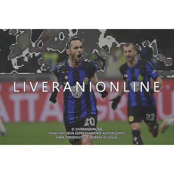 Inter vs Udinese nella foto Hakan Calhanoglu (Inter) esulta dopo il gol dell\'1 a 0 Milano 09-12-2023 Stadio Giuseppe Meazza - San Siro Campionato Serie A TIM - 15a giornata foto Roberto Garavaglia/ag. Aldo Liverani sas/ AGENZIA ALDO LIVERANI SAS