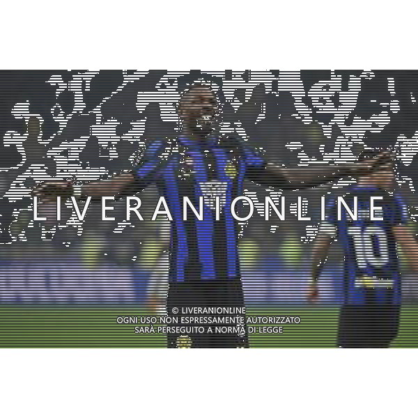 Inter vs Udinese nella foto Marcus Thuram (Inter) esulta dopo il gol del 3 a 0 Milano 09-12-2023 Stadio Giuseppe Meazza - San Siro Campionato Serie A TIM - 15a giornata foto Roberto Garavaglia/ag. Aldo Liverani sas/ AGENZIA ALDO LIVERANI SAS