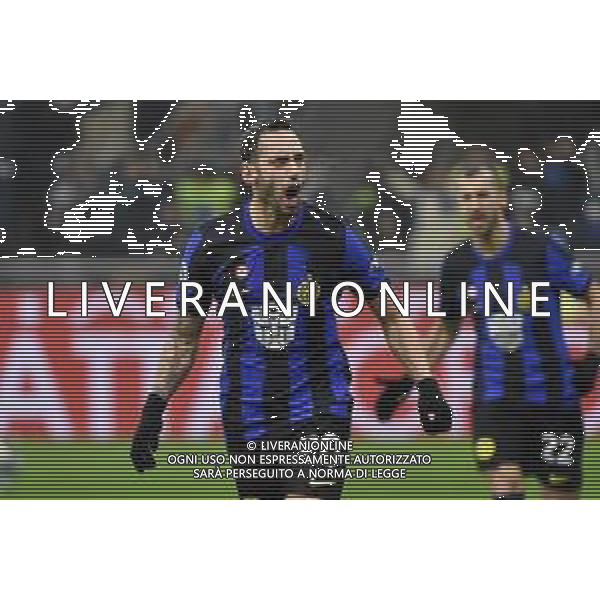 Inter vs Udinese nella foto Hakan Calhanoglu (Inter) esulta dopo il gol dell\'1 a 0 Milano 09-12-2023 Stadio Giuseppe Meazza - San Siro Campionato Serie A TIM - 15a giornata foto Roberto Garavaglia/ag. Aldo Liverani sas/ AGENZIA ALDO LIVERANI SAS