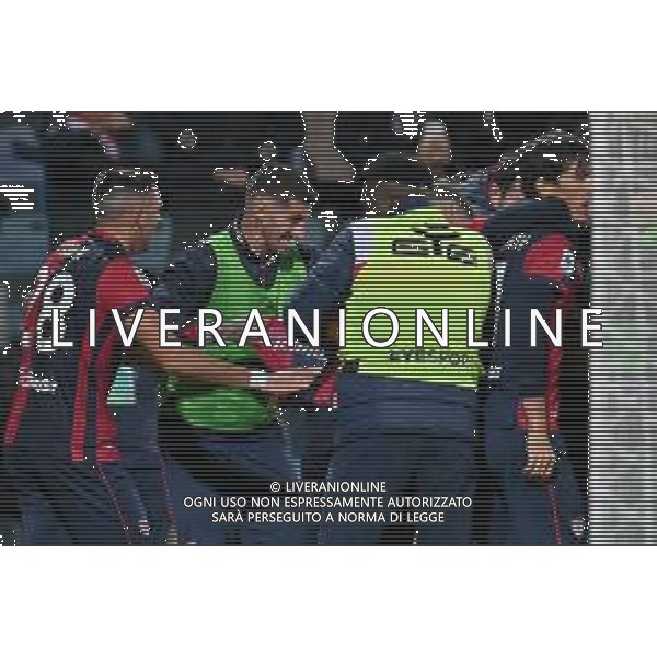11-12-2023. Cagliari calcio- U.S. Sassuolo calcio. 15° giornata campionato calcio italiano Serie A 2023/2024, Stadio Unipol Domus Cagliari. Foto Salvatore Moi/Agenzia Aldo Liverani s.as. Nella foto: Gol ed esultanza del Cagliari in casa contro Sassuolo, nello stadio Unipol Domus di Cagliari. Segna:Leonardo Pvoletti Cagliari ©MOI SALVATORE /AGENZIA ALDO LIVERANI SAS