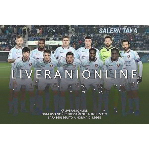 TVRG Atalanta vs Salernitana nella foto formazione Salernitana, in piedi da SX Norbert Gyomber, Lassana Coulibaly, Lorenzo Pirola, Flavius Daniliuc, Benoit Costil e Antonio Candreva; in basso da SX Agustin Martegani, Giulio Maggiore, Pasquale Mazzocchi, Boulaye Dia e Loum Tchaouna Bergamo 18-12-2023 Gewiss Stadium - Stadio Atleti Azzurri d\'Italia Campionato Serie A TIM - 16a giornata foto Roberto Garavaglia/ag. Aldo Liverani sas