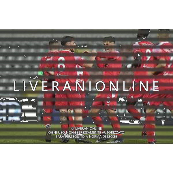 Alessandria 23.12.2023 Stadio Giuseppe Moccagatta @Manuela Viganti/Ag. Aldo Liverani sas Juventus Next Gen vs Vis Pesaro Campionato Calcio Serie C Girone B 2023/2024 19a giornata Nella foto: esultanza vis pesaro dopo il gol di manuel di paola