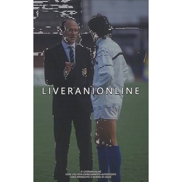 DIAP-RETROSPETTIVA FRANCESCO ROCCA ALLENATORE E EX CALCIATORE NELLA FOTO FRANCESCO ROCCA ALLENATORE NAZIONALE OLIMPICA ITALIANA 02-12-1987 A PIACENZA PARTITA ITALIA-PORTOGALLO 6-0 CON LORENZO SCARAFONI AG ALDO LIVERANI SAS