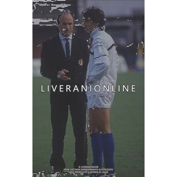 DIAP-RETROSPETTIVA FRANCESCO ROCCA ALLENATORE E EX CALCIATORE NELLA FOTO FRANCESCO ROCCA ALLENATORE NAZIONALE OLIMPICA ITALIANA 02-12-1987 A PIACENZA PARTITA ITALIA-PORTOGALLO 6-0 CON LORENZO SCARAFONI AG ALDO LIVERANI SAS