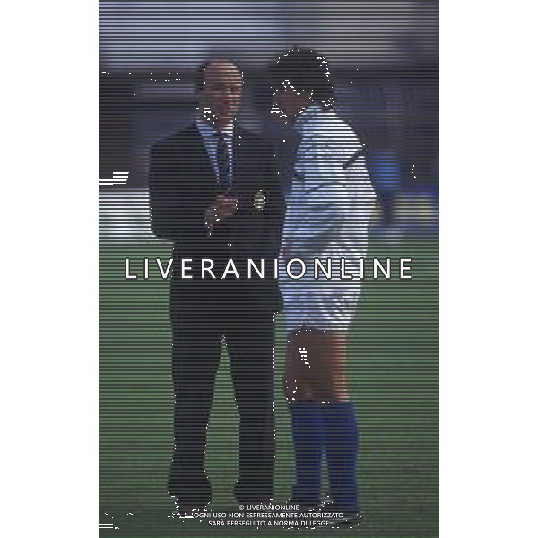 DIAP-RETROSPETTIVA FRANCESCO ROCCA ALLENATORE E EX CALCIATORE NELLA FOTO FRANCESCO ROCCA ALLENATORE NAZIONALE OLIMPICA ITALIANA 02-12-1987 A PIACENZA PARTITA ITALIA-PORTOGALLO 6-0 CON LORENZO SCARAFONI AG ALDO LIVERANI SAS