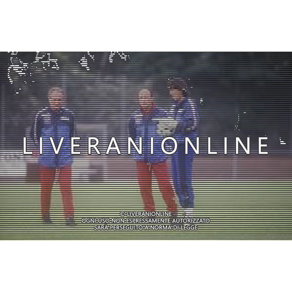 DIAP-RETROSPETTIVA FRANCESCO ROCCA ALLENATORE E EX CALCIATORE NELLA FOTO FRANCESCO ROCCA ALLENATORE NAZIONALE ITALIANA NELL\'ANNO 1988 CON AZEGLIO VICINI E WALTER ZENGA AG ALDO LIVERANI SAS 
