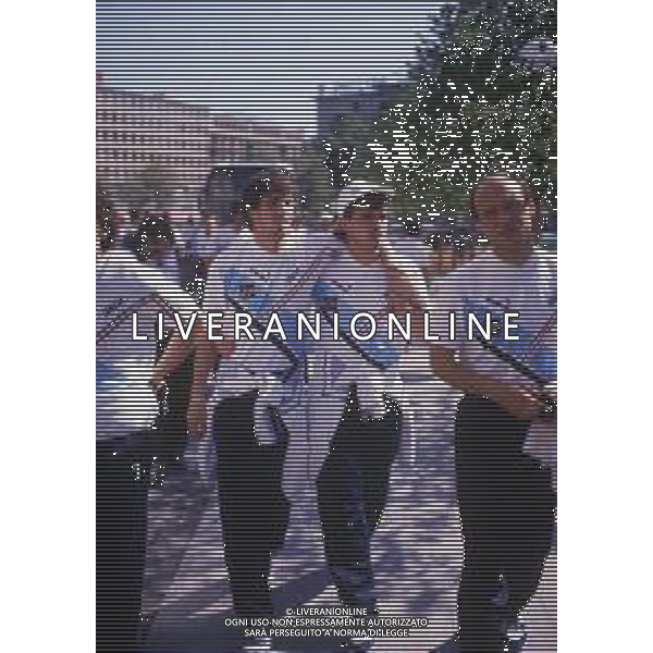 DIAP-RETROSPETTIVA FRANCESCO ROCCA ALLENATORE E EX CALCIATORE NELLA FOTO FRANCESCO ROCCA ALLENATORE NAZIONALE ITALIANA NELL\'ANNO 1988 E GIOVANNI FRANCINI CON ROBERTO CRAVERO AG ALDO LIVERANI SAS 