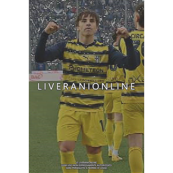 TVRG Brescia vs Parma nella foto Adrian Bernabe\' Garcia (Parma) esulta dopo il gol dell\'1 a 0 Brescia 26-12-2023 Stadio Mario Rigamonti Campionato Serie BKT - 19a giornata foto Roberto Garavaglia/ag. Aldo Liverani sas/AGENZIA ALDO LIVERANI SAS