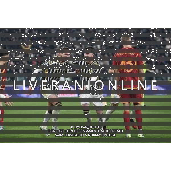 Torino 30.12.2023 Allianz Stadium @Manuela Viganti/Ag. Aldo Liverani sas Juventus vs Roma Campionato Calcio Serie A TIM 2023/2024 18a giornata Nella foto: esultanza adrien rabiot e dusan vlahovic dopo il gol ©Viganti/AGENZIA ALDO LIVERANI SAS