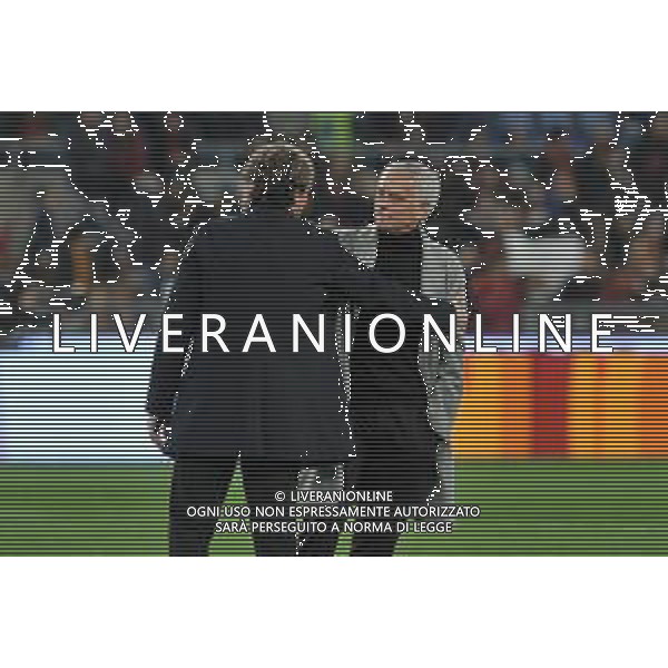 Roma vs Cremonese - Coppa Italia Frecciarossa - Ottavi di finale - Stadio Olimpico - Roma 03-01-2024 nella foto Giovanni Stroppa e Mourinho Jose\' ©Federico Gaetano/AGENZIA ALDO LIVERANI SAS