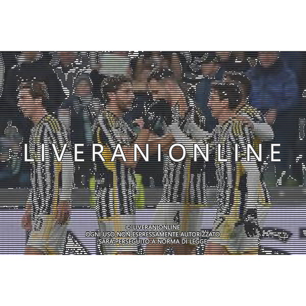 TVMV-Torino 04.01.2024 Allianz Stadium ©Manuela Viganti/Agenzia Aldo Liverani Juventus vs Salernitana Ottavi di Finale Coppa Italia Frecciarossa 2023/2024 Nella foto: esultanza juventus dopo il gol di andrea cambiaso ©Viganti/AGENZIA ALDO LIVERANI SAS