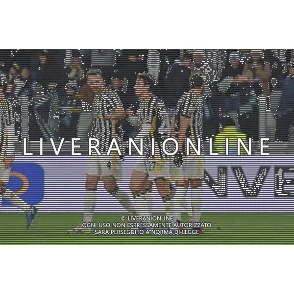 TVMV-Torino 04.01.2024 Allianz Stadium ©Manuela Viganti/Agenzia Aldo Liverani Juventus vs Salernitana Ottavi di Finale Coppa Italia Frecciarossa 2023/2024 Nella foto: esultanza juventus dopo il gol di andrea cambiaso ©Viganti/AGENZIA ALDO LIVERANI SAS