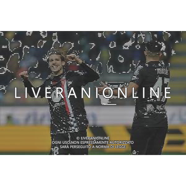 Frosinone vs Monza - Campionato Serie A TIM - 19 giornata - Stadio B.Stirpe - Frosinone 06-01-2024 nella foto Esultanza Colpani e Mota Carvalho ©Federico Gaetano/AGENZIA ALDO LIVERANI SAS