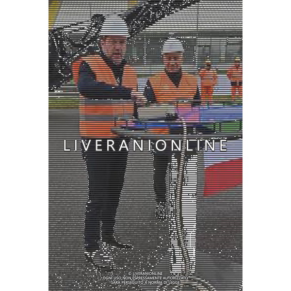 TVRG Lavori circuito Monza nella foto Matteo Salvini ministro alle infrastrutture e dei trasporti da il via ai lavori Monza 08-01-2024 Inizio dei lavori di ammodernamento e riqualificazione del circuito di Formula 1 foto Roberto Garavaglia/Agenzia Aldo Liverani sas