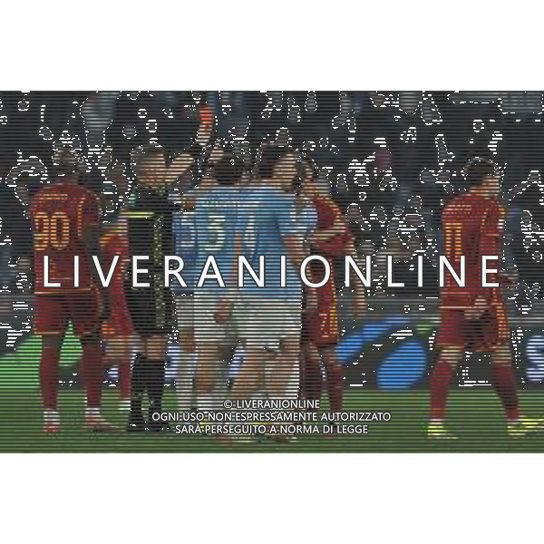 Lazio vs Roma - Coppa Italia Frecciarossa - Quarti di finale - Stadio Olimpico - Roma 10-01-2024 nella foto Orsato espelle Azmoun ©Federico Gaetano/AGENZIA ALDO LIVERANI SAS