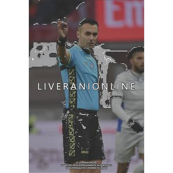 Milan vs Atalanta nella foto l\'arbitro Marco Di Bello di Brindisi Milano 10-01-2024 Stadio Giuseppe Meazza - San Siro Coppa Italia Frecciarossa - quarti di finale foto Roberto Garavaglia/Agenzia Aldo Liverani sas/AGENZIA ALDO LIVERANI SAS