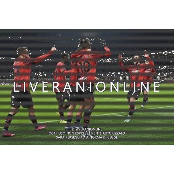 Milan vs Atalanta nella foto esultanza Milan dopo il gol dell\'1 a 0 Milano 10-01-2024 Stadio Giuseppe Meazza - San Siro Coppa Italia Frecciarossa - quarti di finale foto Roberto Garavaglia/Agenzia Aldo Liverani sas/AGENZIA ALDO LIVERANI SAS