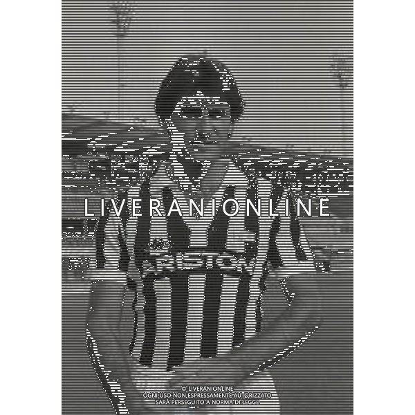 NEG-RETROSPETTIVA MASSIMO BRIASCHI CALCIATORE NELLA FOTO MASSIMO BRIASCHI CON LA MAGLIA DELLA JUVENTUS NELL\'ANNO 1986-1987 AG ALDO LIVERANI SAS 