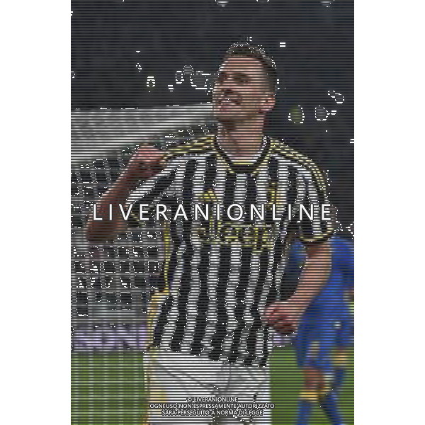 TVMV-Torino 11.01.2024 Allianz Stadium ©Manuela Viganti/Agenzia Aldo Liverani Juventus vs Frosinone Quarti di Finale Coppa Italia Frecciarossa 2023/2024 Nella foto: esultanza arkadiusz milik dopo il gol ©Viganti/AGENZIA ALDO LIVERANI SAS