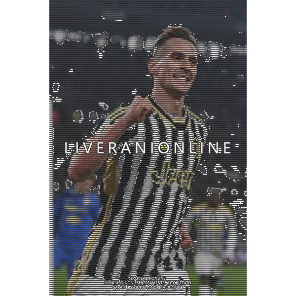TVMV-Torino 11.01.2024 Allianz Stadium ©Manuela Viganti/Agenzia Aldo Liverani Juventus vs Frosinone Quarti di Finale Coppa Italia Frecciarossa 2023/2024 Nella foto: esultanza arkadiusz milik dopo il gol ©Viganti/AGENZIA ALDO LIVERANI SAS