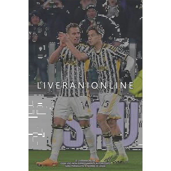 TVMV-Torino 11.01.2024 Allianz Stadium ©Manuela Viganti/Agenzia Aldo Liverani Juventus vs Frosinone Quarti di Finale Coppa Italia Frecciarossa 2023/2024 Nella foto: esultanza kenan yildiz e arkadiusz milik dopo il gol ©Viganti/AGENZIA ALDO LIVERANI SAS