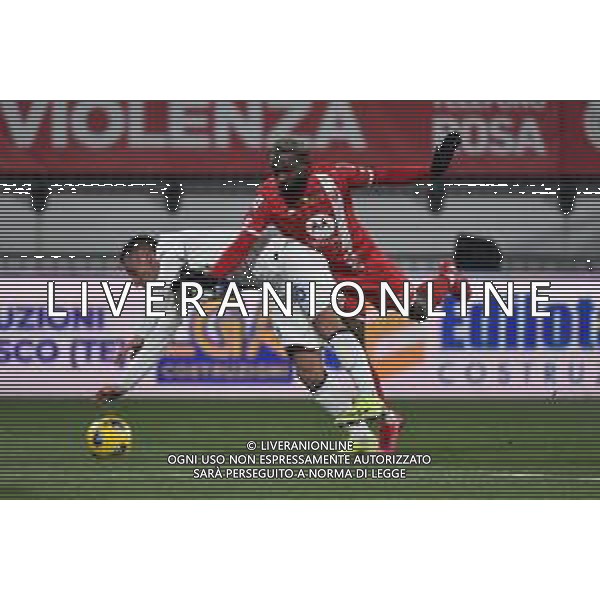 Monza vs Inter nella foto il contatto in area tra Davide Frattesi (Inter)v e Jean-Daniel Akpa Akpro (Monza) giudicato da rigore dall\'arbitro Antonio Rapuano di Rimini Monza 13-01-2024 U-Power Stadium Campionato Serie A TIM - 20a giornata foto Roberto Garavaglia/Agenzia Aldo Liverani sas