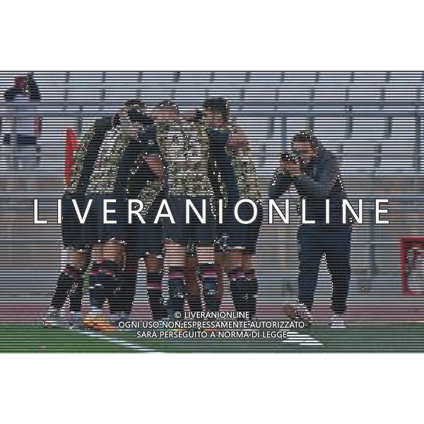 Mehdi Dorval of SSC Bari celebrates after scoring a goal with teammates during the Italian Serie B match SSC Bari vs Ternana Calcio on January 13, 2024 at the San Nicola stadium in Bari, Italy. Photo by Emmanuele Mastrodonato/ag. Aldo Liverani sas