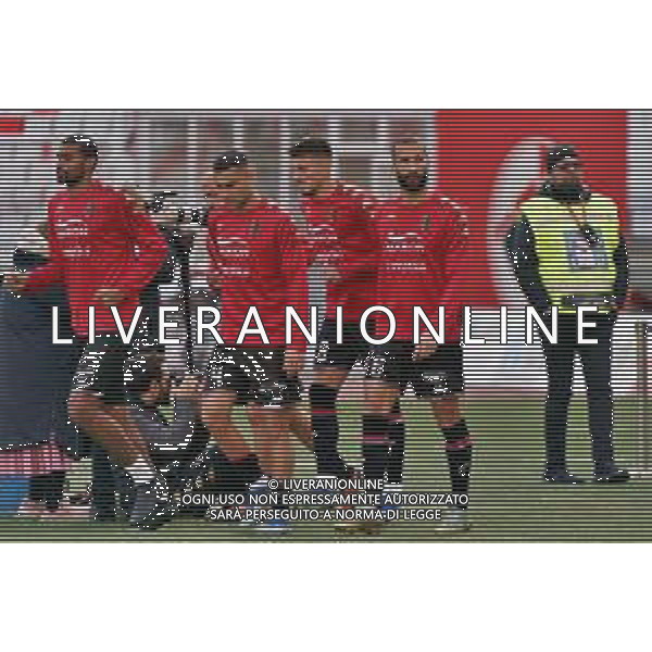 SSC Bari players enter the field to warm up during the Italian Serie B match SSC Bari vs Ternana Calcio on January 13, 2024 at the San Nicola stadium in Bari, Italy. Photo by Emmanuele Mastrodonato/ag. Aldo Liverani sas