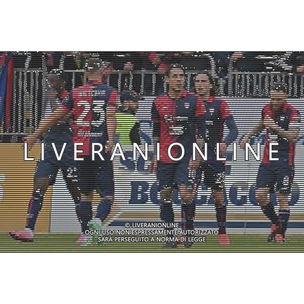 14-1-2024. Cagliari calcio- Bologna F.C. 20° giornata campionato calcio italiano Serie A 2023/2024, Stadio Unipol Domus Cagliari. Foto Salvatore Moi/Agenzia Aldo Liverani s.as. Nella foto: Gol ed esultanza del Cagliari in casa contro Bologna nello stadio Unipol Domus di Cagliari. Segna: Andrea Petagna Cagliari ©MOI SALVATORE/AGENZIA ALDO LIVERANI SAS