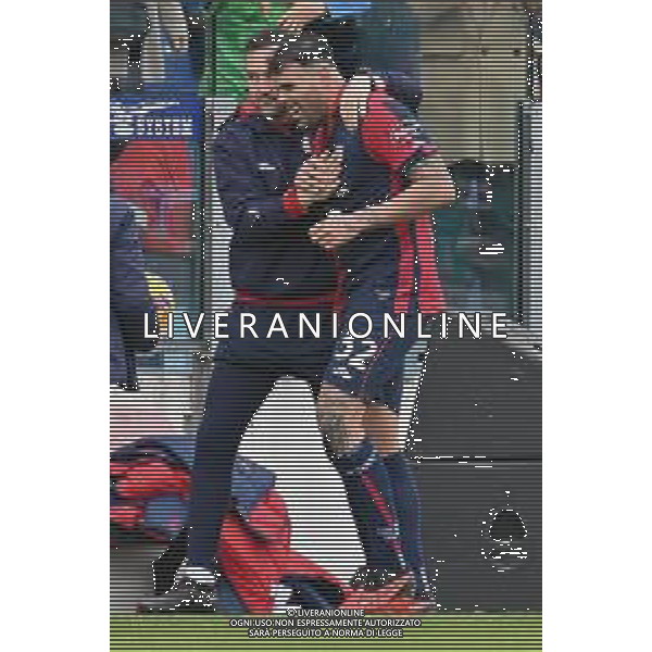 14-1-2024. Cagliari calcio- Bologna F.C. 20° giornata campionato calcio italiano Serie A 2023/2024, Stadio Unipol Domus Cagliari. Foto Salvatore Moi/Agenzia Aldo Liverani s.as. Nella foto: Gol ed esultanza del Cagliari in casa contro Bologna nello stadio Unipol Domus di Cagliari. Segna: Andrea Petagna Cagliari ©MOI SALVATORE/AGENZIA ALDO LIVERANI SAS