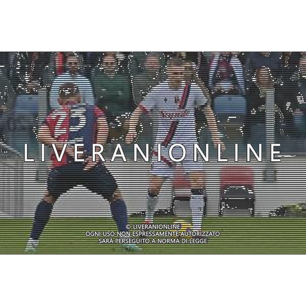 14-1-2024. Cagliari calcio- Bologna F.C. 20° giornata campionato calcio italiano Serie A 2023/2024, Stadio Unipol Domus Cagliari. Foto Salvatore Moi/Agenzia Aldo Liverani s.as. Nella foto: Mateusz Wieteska Cagliari, Michel Aebischer Bologna ©MOI SALVATORE/AGENZIA ALDO LIVERANI SAS