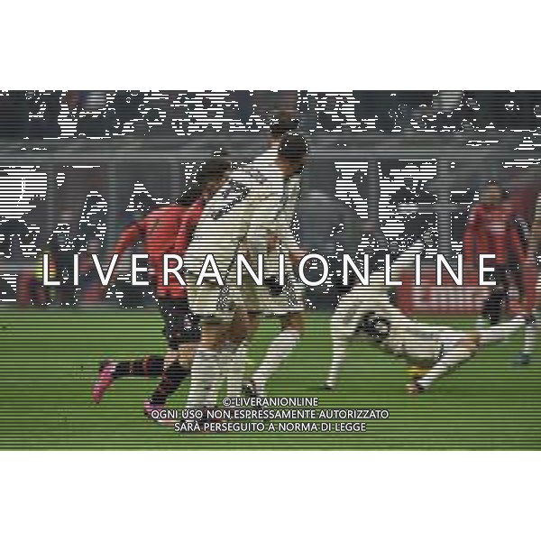 Milan vs Roma nella foto Yacine Adli (Milan), coperto, segna il gol dell\'1 a 0 Milano 14-01-2024 Stadio Giuseppe Meazza - San Siro Campionato Serie A TIM - 20a giornata foto Roberto Garavaglia/Agenzia Aldo Liverani sas/AGENZIA ALDO LIVERANI SAS