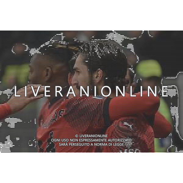 Milan vs Roma nella foto esultanza Milan dopo il gol dell\'1 a 0 Yacine Adli Milano 14-01-2024 Stadio Giuseppe Meazza - San Siro Campionato Serie A TIM - 20a giornata foto Roberto Garavaglia/Agenzia Aldo Liverani sas/AGENZIA ALDO LIVERANI SAS