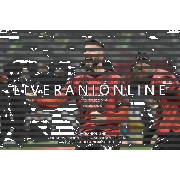 Milan vs Roma nella foto Olivier Giroud (Milan) esulta dopo il gol del 2 a 0 Milano 14-01-2024 Stadio Giuseppe Meazza - San Siro Campionato Serie A TIM - 20a giornata foto Roberto Garavaglia/Agenzia Aldo Liverani sas/AGENZIA ALDO LIVERANI SAS