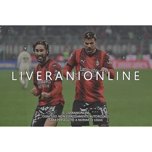 Milan vs Roma nella foto Yacine Adli (Milan) e Theo Hernandez (Milan) esultano dopo il gol del 3 a 1 Milano 14-01-2024 Stadio Giuseppe Meazza - San Siro Campionato Serie A TIM - 20a giornata foto Roberto Garavaglia/Agenzia Aldo Liverani sas/AGENZIA ALDO LIVERANI SAS