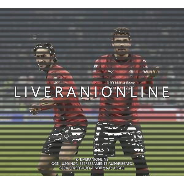 ESULTANZA DOPOGOL DI THEO HERNANDEZ CON YACINE ADLI -MILAN vs ROMA Campionato Calcio Serie A TIM 14-01-2024 ©PAOLO GIAMPIETRI/AGENZIA ALDO LIVERANI SAS