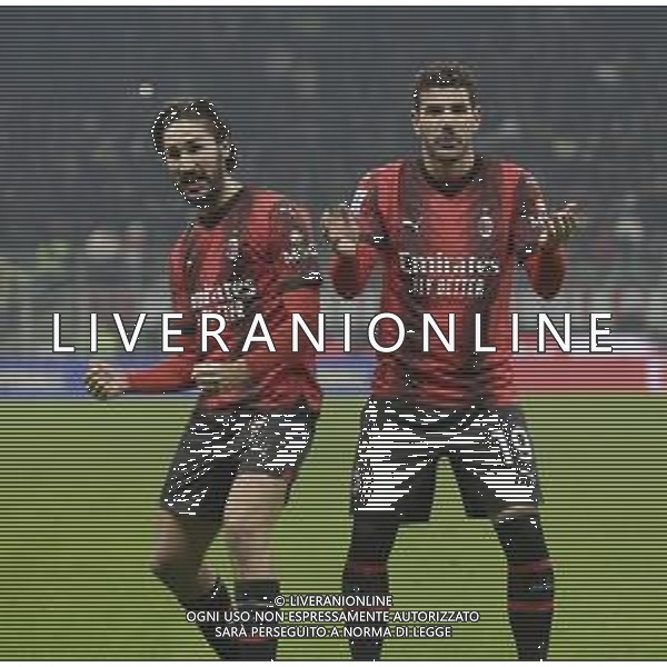 ESULTANZA DOPOGOL DI THEO HERNANDEZ CON YACINE ADLI -MILAN vs ROMA Campionato Calcio Serie A TIM 14-01-2024 ©PAOLO GIAMPIETRI/AGENZIA ALDO LIVERANI SAS