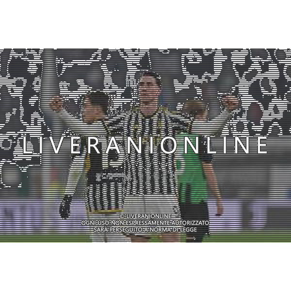 Torino 16.01.2024 Allianz Stadium @Manuela Viganti/Ag. Aldo Liverani sas Juventus vs Sassuolo Campionato Calcio Serie A TIM 2023/2024 20a giornata Nella foto: esultanza dusan vlahovic dopo il gol ©VIGANTI/AGENZIA ALDO LIVERANI SAS
