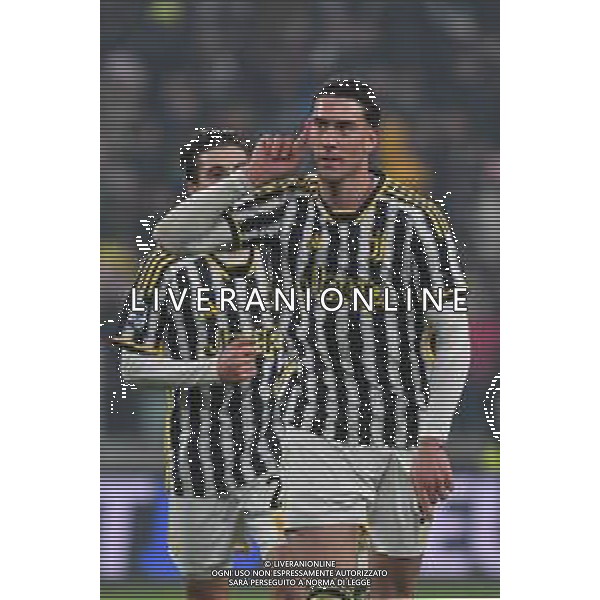 Torino 16.01.2024 Allianz Stadium @Manuela Viganti/Ag. Aldo Liverani sas Juventus vs Sassuolo Campionato Calcio Serie A TIM 2023/2024 20a giornata Nella foto: esultanza dusan vlahovic dopo il gol