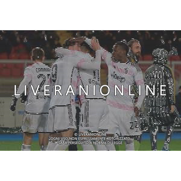 Dusan Vlahovic of Juventus celebrates after scoring a goal with teammates during the Italian soccer Serie A match US Lecce vs Juventus on January 21, 2024 at Via del Mare Stadium in Lecce, Italy. Photo by Emmanuele Mastrodonato/ag. Aldo Liverani sas/AGENZIA ALDO LIVERANI SAS