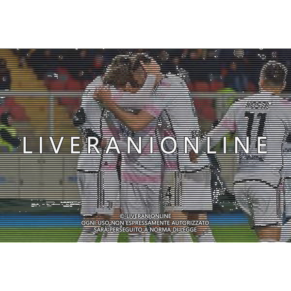Dusan Vlahovic of Juventus celebrates after scoring a goal with teammates during the Italian soccer Serie A match US Lecce vs Juventus on January 21, 2024 at Via del Mare Stadium in Lecce, Italy. Photo by Emmanuele Mastrodonato/ag. Aldo Liverani sas/AGENZIA ALDO LIVERANI SAS