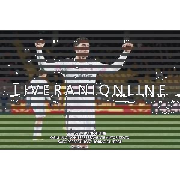 Dusan Vlahovic of Juventus celebrates after scoring a goal with teammates during the Italian soccer Serie A match US Lecce vs Juventus on January 21, 2024 at Via del Mare Stadium in Lecce, Italy. Photo by Emmanuele Mastrodonato/ag. Aldo Liverani sas/AGENZIA ALDO LIVERANI SAS