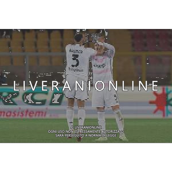Gleison Bremer of Juventus celebrates after scoring a goal with Manuel Locatelli of Juventus during the Italian soccer Serie A match US Lecce vs Juventus on January 21, 2024 at Via del Mare Stadium in Lecce, Italy. Photo by Emmanuele Mastrodonato/ag. Aldo Liverani sas