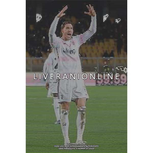 Dusan Vlahovic of Juventus celebrates the victory during the Italian soccer Serie A match US Lecce vs Juventus on January 21, 2024 at Via del Mare Stadium in Lecce, Italy. Photo by Emmanuele Mastrodonato/ag. Aldo Liverani sas