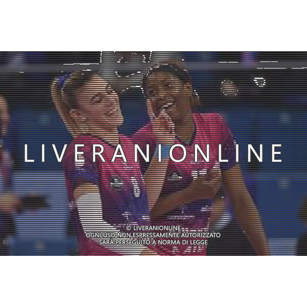 TVRG Allianz Vero Volley Milano vs Aeroitalia Smi Roma nella foto Alessia Orro (Vero Volley Milano) SX e Myriam Sylla (Vero Volley Milano) DX Milano 24-01-2024 Allianz Cloud Coppa Italia A1 Frecciarossa - quarti di finale foto Roberto Garavaglia/Agenzia Aldo Liverani sas