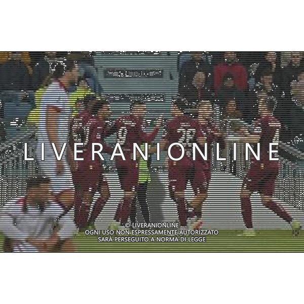 26-1-2024. Cagliari calcio- Torino F.C. 22° giornata campionato calcio italiano Serie A 2023/2024, Stadio Unipol Domus Cagliari. Foto Salvatore Moi/Agenzia Aldo Liverani s.as. Nella foto: Gol ed esultanza del Torino in trasferta contro Cagliari, nello stadio Unipol Domus di Cagliari. Segna: Duván Zapata Torino ©MOI SALVATORE/AGENZIA ALDO LIVERANI SAS