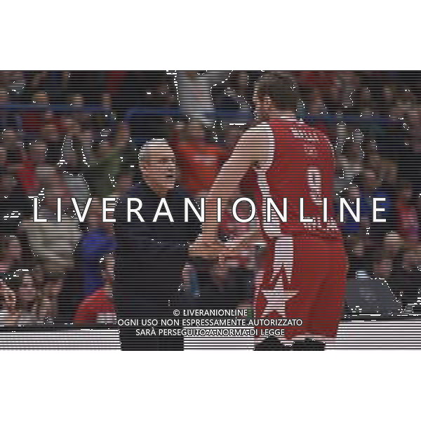 TVRG EA7 Emporio Armani Olimpia Milano vs Barcellona nella foto Ettore Messina allenatore Olimpia Milano e Nicolo\' Melli (Olimpia Milano) Assago (MI) 26-01-2024 Mediolanum Forum Turkish Airlines EuroLeague 23a giornata regular season foto Roberto Garavaglia/Agenzia Aldo Liverani sas