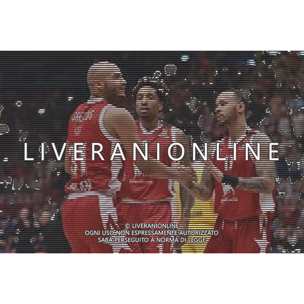 TVRG EA7 Emporio Armani Olimpia Milano vs Barcellona nella foto da SX Shavon Shields (Olimpia Milano), Rodney McGruder (Olimpia Milano) e Shabazz Napier (Olimpia Milano) Assago (MI) 26-01-2024 Mediolanum Forum Turkish Airlines EuroLeague 23a giornata regular season foto Roberto Garavaglia/Agenzia Aldo Liverani sas