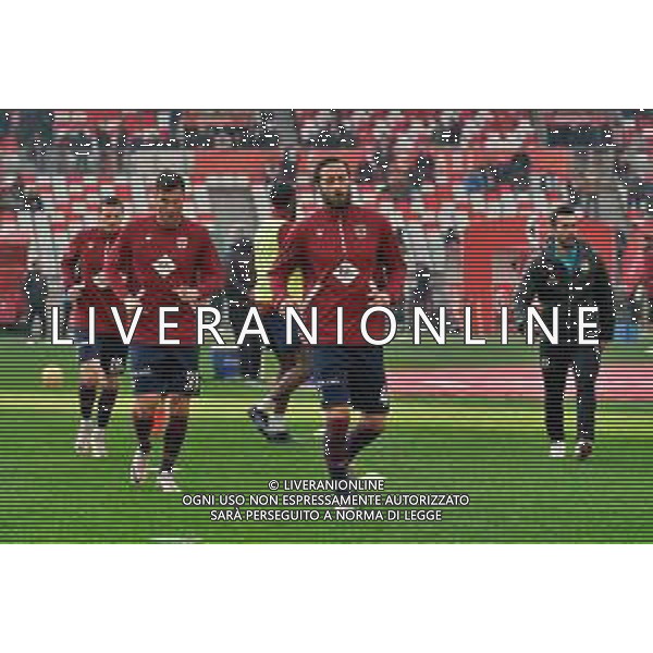 Players of AC Reggiana 1919 warms up during the Italian Serie B match SSC Bari vs AC Reggiana 1919 on January 27, 2024 at the San Nicola stadium in Bari, Italy. Photo by Emmanuele Mastrodonato/ag. Aldo Liverani sas/AGENZIA ALDO LIVERANI SAS