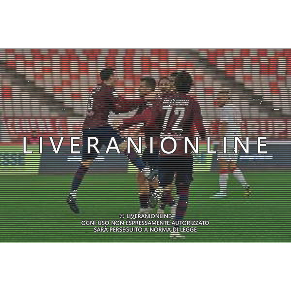 Riccardo Fiamozzi of Reggiana celebrates after scoring a goal during the Italian Serie B match SSC Bari vs AC Reggiana 1919 on January 27, 2024 at the San Nicola stadium in Bari, Italy. Photo by Emmanuele Mastrodonato/ag. Aldo Liverani sas/AGENZIA ALDO LIVERANI SAS